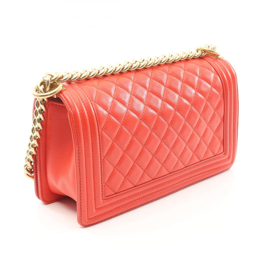 Chanel Boy Leather Shoulder Bag Red A67086