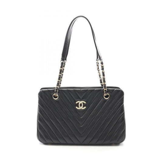 Chanel Chevron Lambskin Tote Bag Black