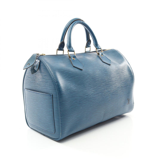 Louis Vuitton Speedy 35 Epi Blue Leather Handbag