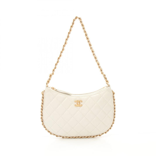 Chanel Lambskin Shoulder Bag White AP3486