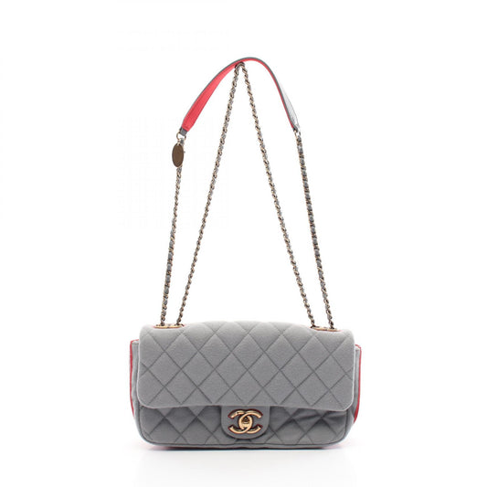 Chanel Matelasse Shoulder Bag Leather Canvas Felt