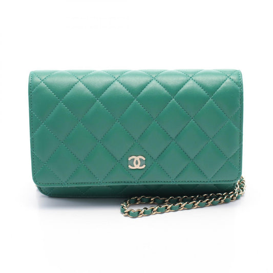 Chanel Leather Matelasse Shoulder Bag Green