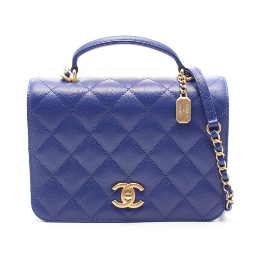 Chanel Caviar Skin Matelasse Shoulder Bag Blue