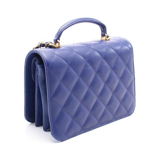Chanel Caviar Skin Matelasse Shoulder Bag Blue
