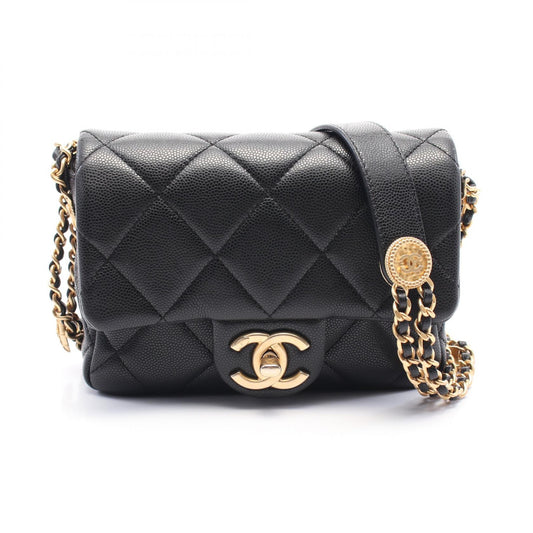 Chanel Caviar Mini Flap Shoulder Bag Black