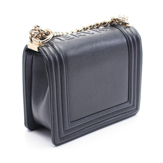 Chanel Boy Leather Shoulder Bag Navy