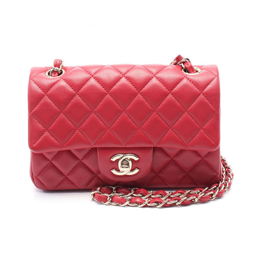 Chanel Mini Matelasse 20 Leather Shoulder Bag Red