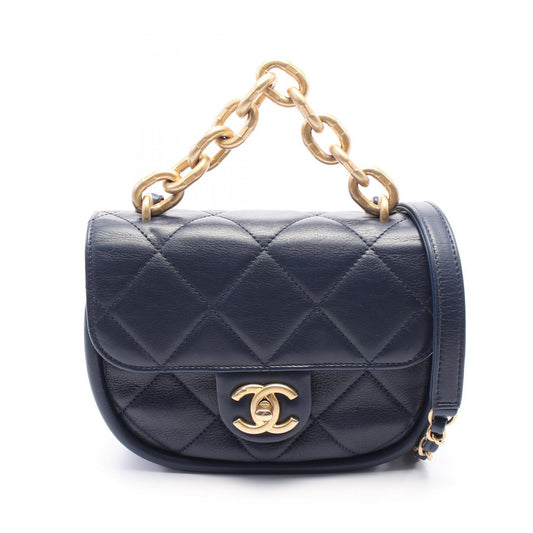 Chanel Matelasse Leather Shoulder Bag Navy