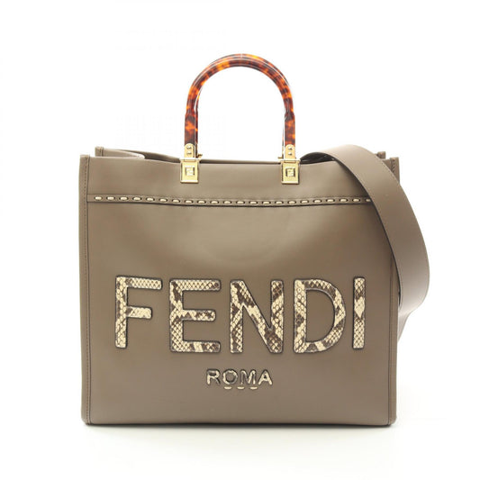 Fendi Sunshine Medium Tote Bag Leather Exotic Beige