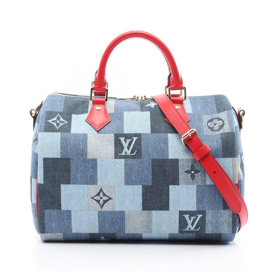Louis Vuitton Denim Leather Speedy Bandouliere 30 Handbag