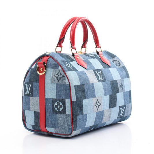 Louis Vuitton Denim Leather Speedy Bandouliere 30 Handbag