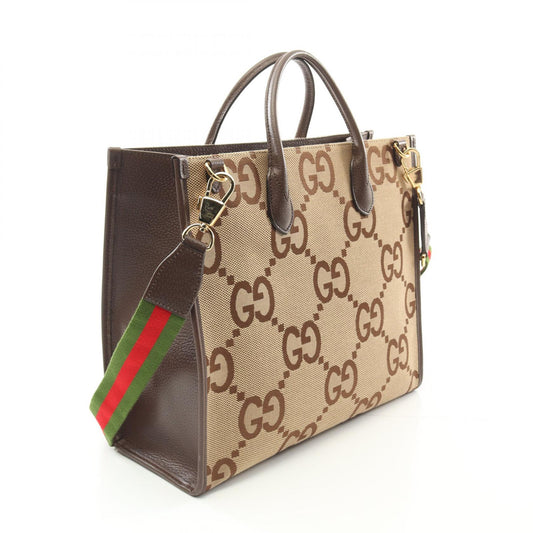 Gucci Jumbo GG Canvas Leather Tote Bag
