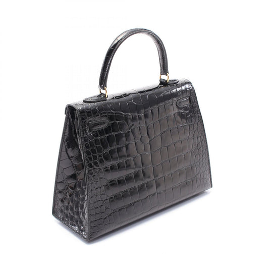 Hermes Kelly 25 Alligator Handbag Black