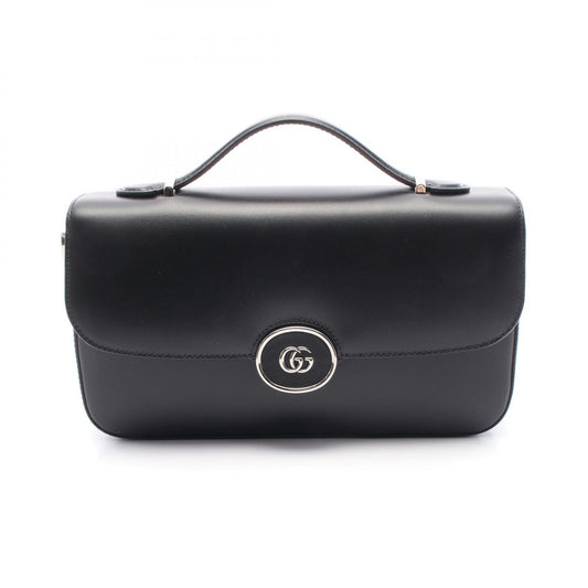 Gucci Leather Petit GG Shoulder Bag Black