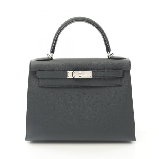 Hermes Kelly 28 Leather Handbag Grey