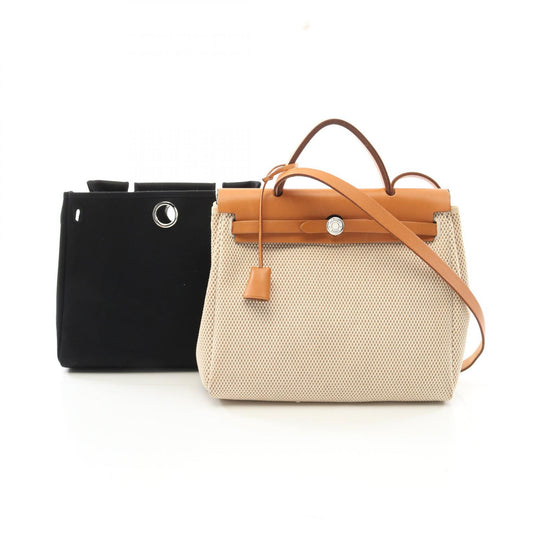 Hermes Canvas Herbag PM Handbag Beige/Brown