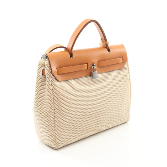 Hermes Canvas Herbag PM Handbag Beige/Brown