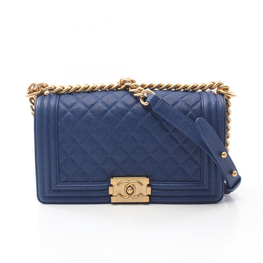 Chanel Boy Shoulder Bag Caviar Skin Blue