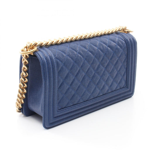 Chanel Boy Shoulder Bag Caviar Skin Blue