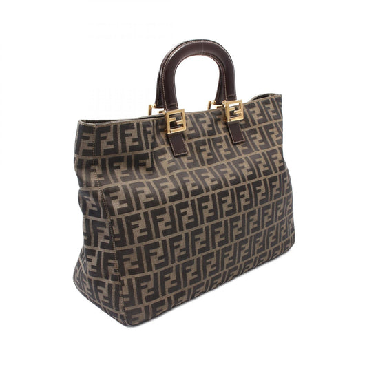 Fendi Zucca Canvas Leather Tote Bag