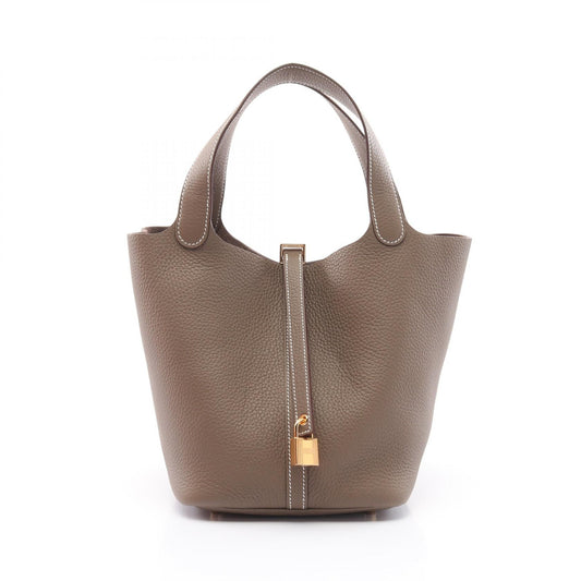 Hermes Picotin MM Leather Handbag Brown