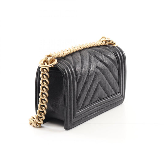Chanel Boy Small Chevron Shoulder Bag Black