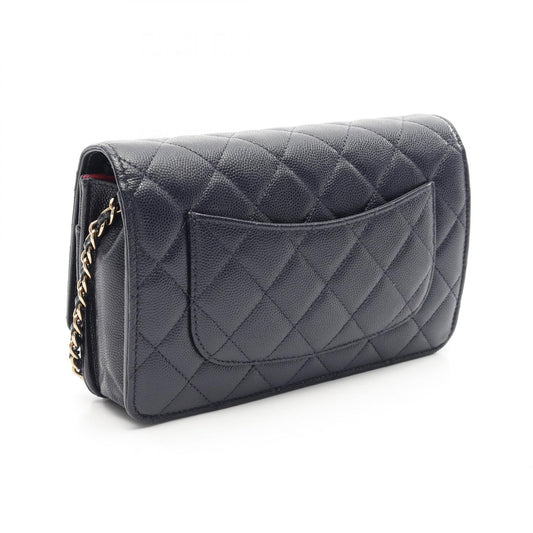 Chanel Matelasse Leather Shoulder Bag Navy