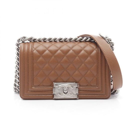 Chanel Boy Small Shoulder Bag Leather Brown