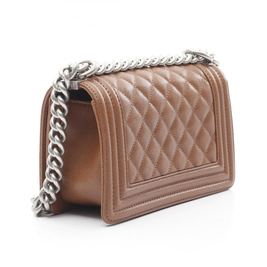 Chanel Boy Small Shoulder Bag Leather Brown