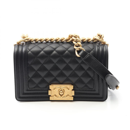 Chanel Boy Small Leather Shoulder Bag Black