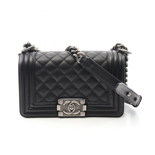 Chanel Boy Small Leather Shoulder Bag Black