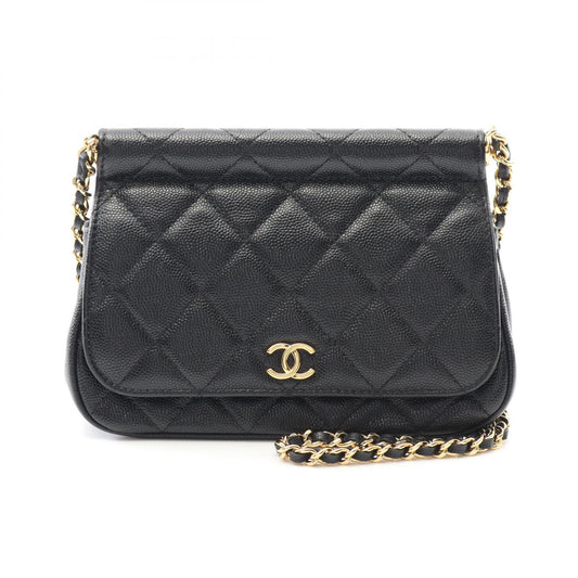Chanel Matelasse Shoulder Bag Black Leather