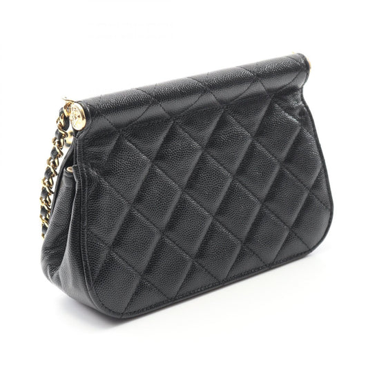 Chanel Matelasse Shoulder Bag Black Leather