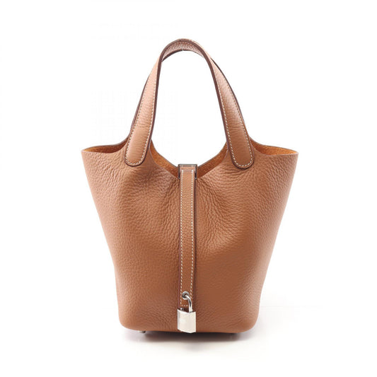 Hermes Picotin Lock PM Leather Handbag Brown
