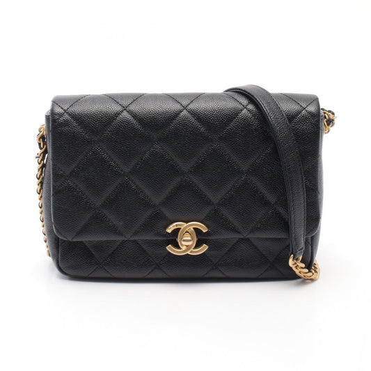 Chanel Matelasse Shoulder Bag Black Leather