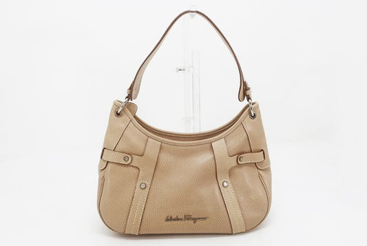 Salvatore Ferragamo Leather Shoulder Bag Beige