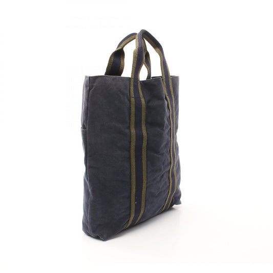 Hermes Canvas Tote Bag Navy/Khaki