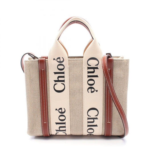 Chloe Woody Small Fabric Leather Handbag