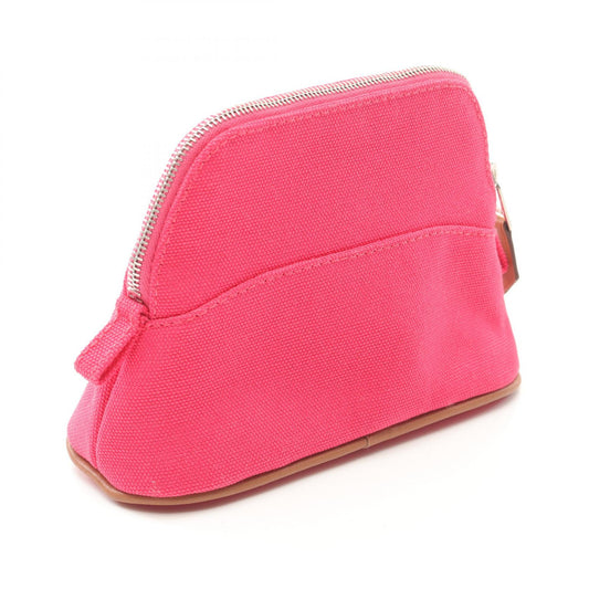 Hermes Bolide Pouch Canvas Leather Pink