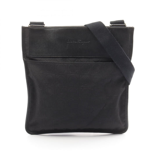 Salvatore Ferragamo Gancini Leather Nylon Shoulder Bag