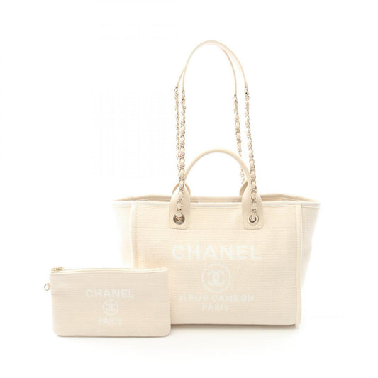 Chanel Deauville Small Tote Bag Canvas Leather
