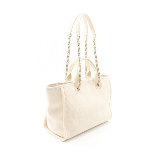 Chanel Deauville Small Tote Bag Canvas Leather
