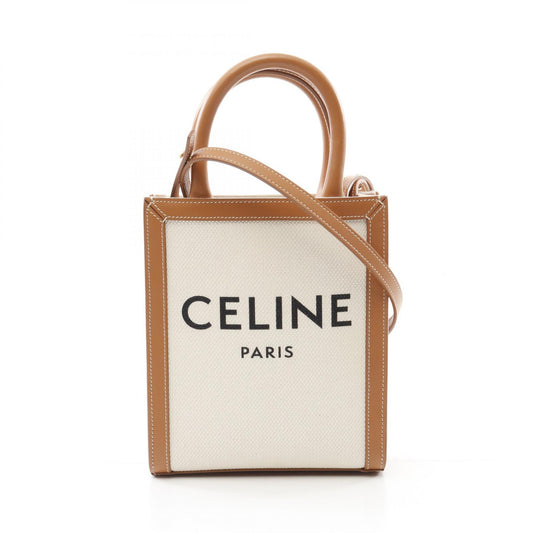 Celine Mini Vertical Cabas Canvas Leather Handbag