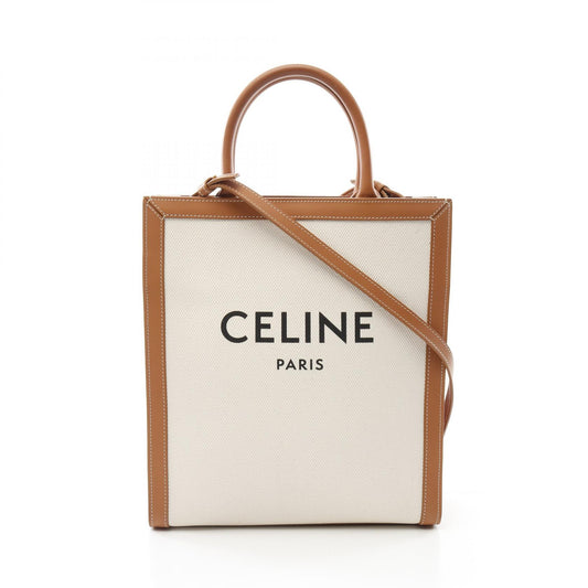 Celine Small Vertical Cabas Tote Canvas Leather