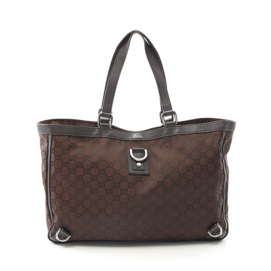 Gucci Abbey GG Nylon Leather Tote Bag