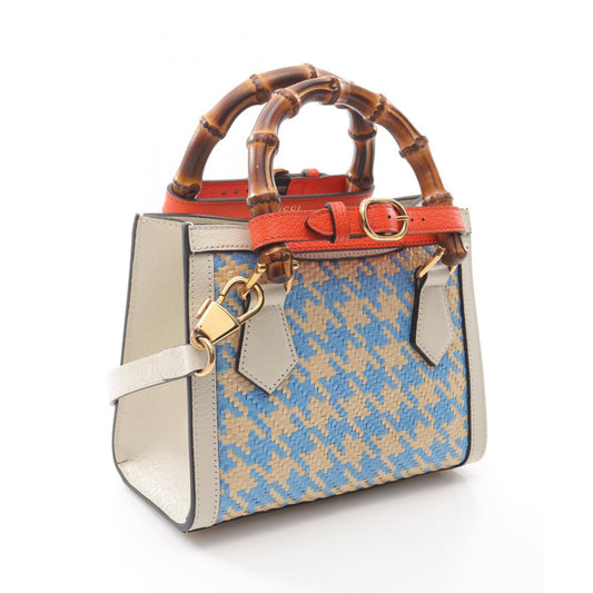 Gucci Diana Mini Bamboo Leather Raffia Tote