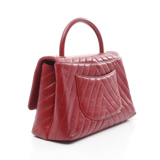 Chanel Coco Handle Flap Bag Leather Red