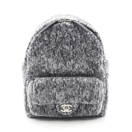 Chanel Leather Sequin Backpack Black