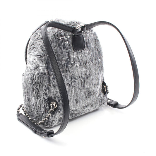 Chanel Leather Sequin Backpack Black