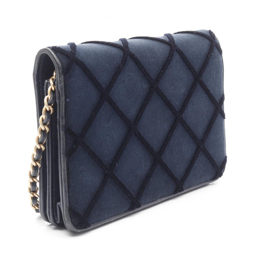 Chanel Coco Mark Matelasse Shoulder Bag Fabric Leather